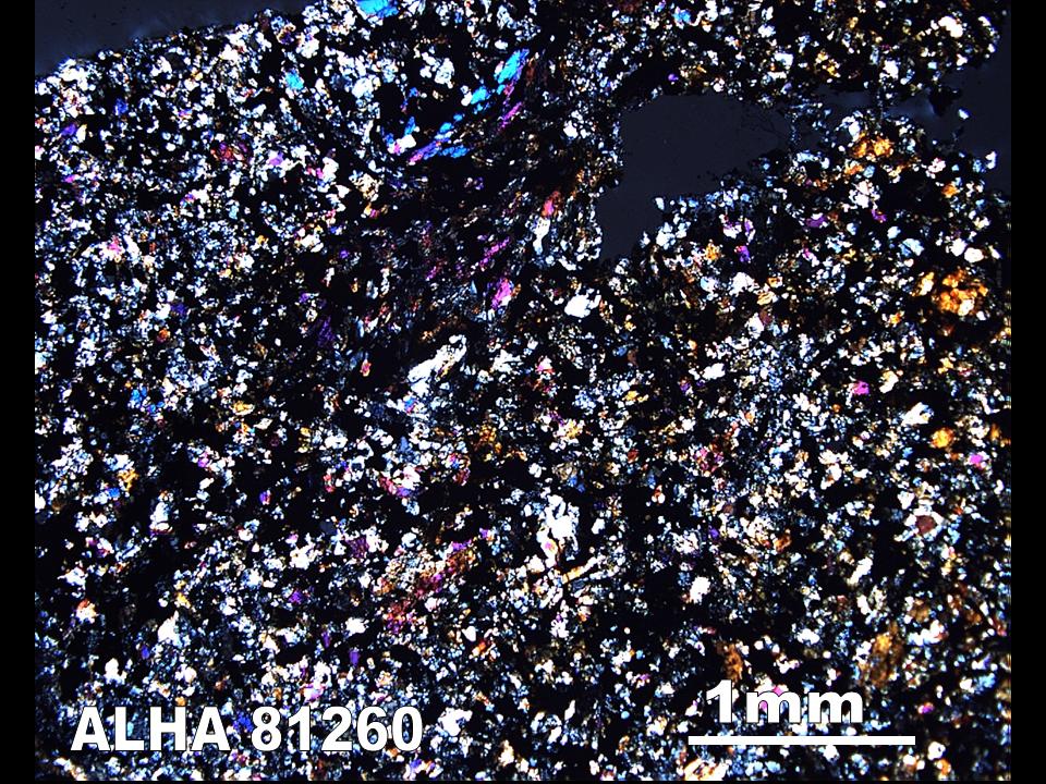 Thin Section Photo of Sample ALH A81260 in Cross-Polarized Light