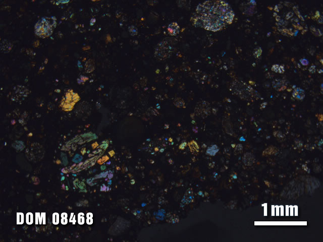 Thin Section Photo of Sample DOM 08468 at 1.25X Magnification in Cross-Polarized Light