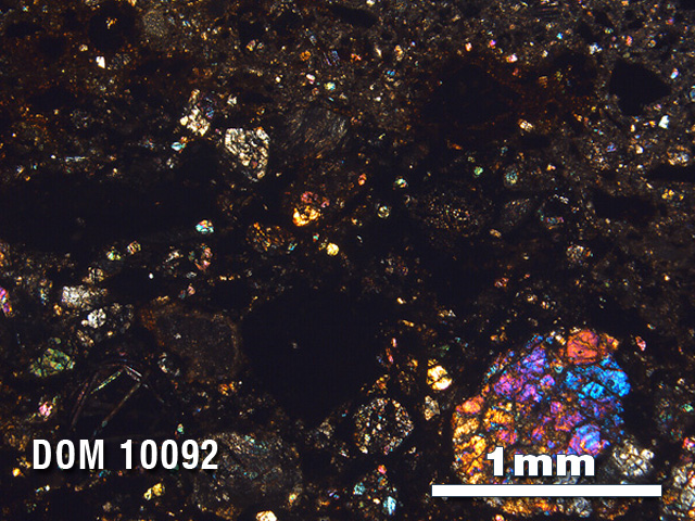 Thin Section Photo of Sample DOM 10092 in Cross-Polarized Light with 2.5X Magnification