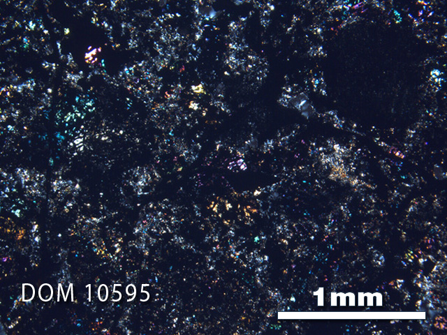 Thin Section Photo of Sample DOM 10595 in Cross-Polarized Light with 2.5X Magnification