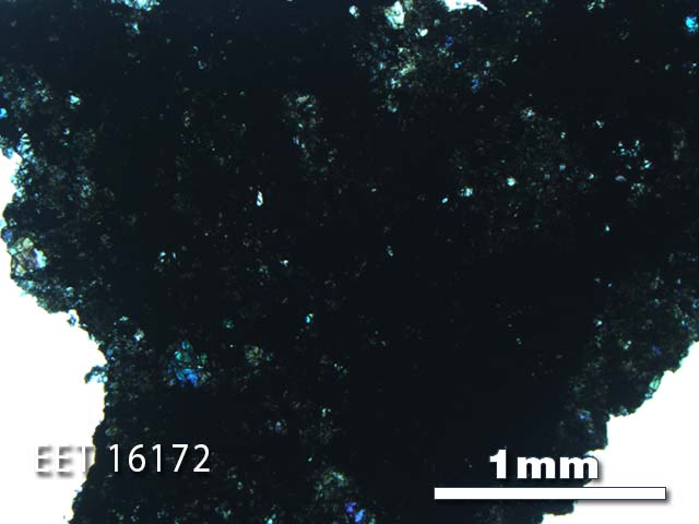 Thin Section Photo of Sample EET 16172 in Cross-Polarized Light with 2.5X Magnification