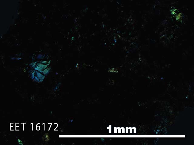 Thin Section Photo of Sample EET 16172 in Cross-Polarized Light with 5X Magnification