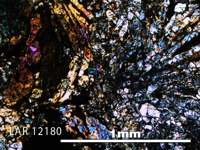Thin Section Photo of Sample LAR 12180 in Cross-Polarized Light with 5X Magnification