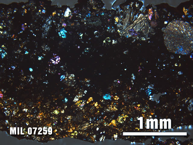Thin Section Photo of Sample MIL 07259 at 2.5X Magnification in Cross-Polarized Light
