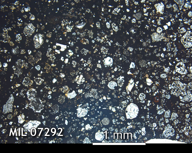Thin Section Photo of Sample MIL 07292 in Plane-Polarized Light with 2.5x Magnification