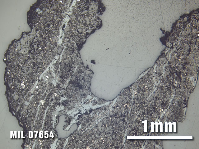 Thin Section Photo of Sample MIL 07654 at 2.5X Magnification in Reflected Light
