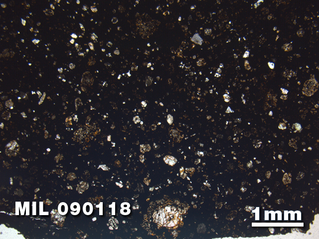 Thin Section Photo of Sample MIL 090118 in Plane-Polarized Light with 1.25X Magnification