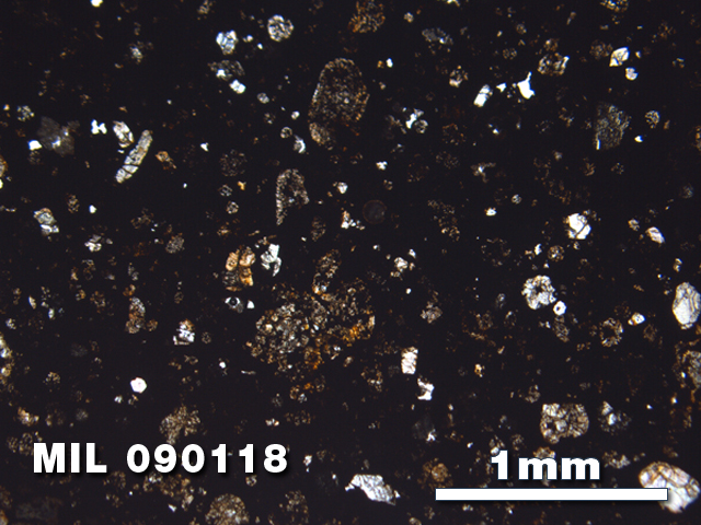 Thin Section Photo of Sample MIL 090118 in Plane-Polarized Light with 2.5X Magnification
