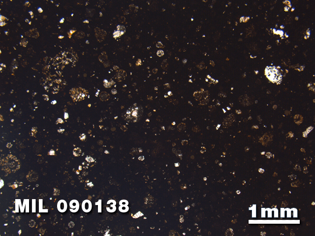 Thin Section Photo of Sample MIL 090138 in Plane-Polarized Light with 1.25X Magnification