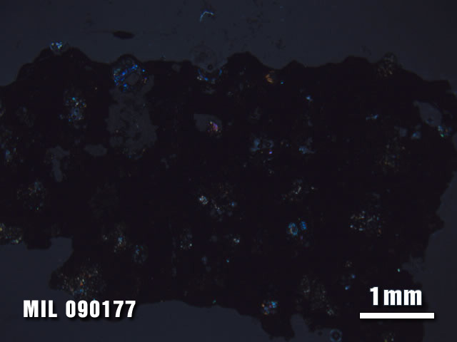 Thin Section Photo of Sample MIL 090177 at 1.25X Magnification in Cross-Polarized Light