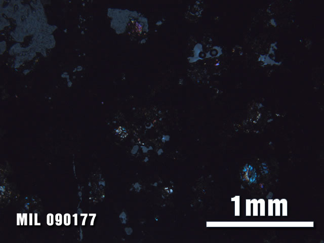 Thin Section Photo of Sample MIL 090177 at 2.5X Magnification in Cross-Polarized Light