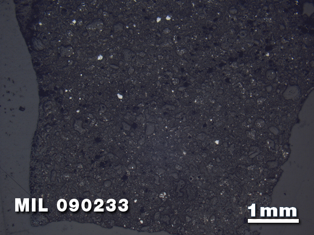 Thin Section Photo of Sample MIL 090233 in Reflected Light with 1.25X Magnification