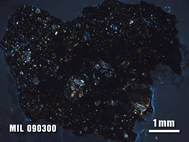 Thin Section Photo of Sample MIL 090300 at 1.25X Magnification in Cross-Polarized Light