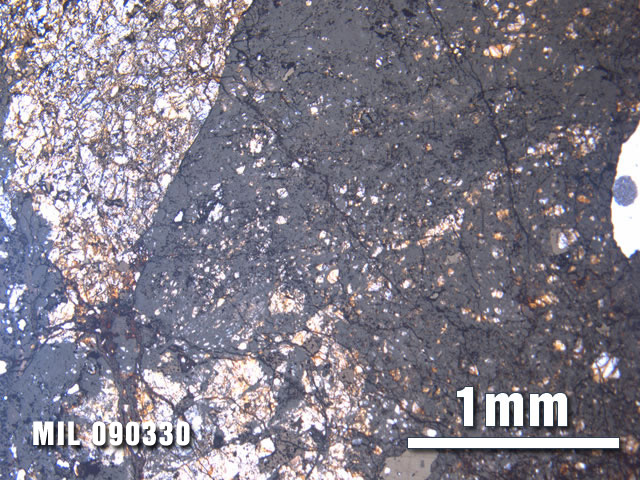 Thin Section Photo of Sample MIL 090330 at 2.5X Magnification in Plane-Polarized Light