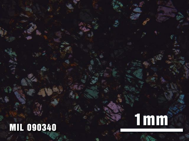 Thin Section Photo of Sample MIL 090340 at 2.5X Magnification in Cross-Polarized Light