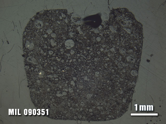 Thin Section Photo of Sample MIL 090351 at 1.25X Magnification in Reflected Light