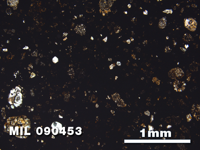 Thin Section Photo of Sample MIL 090453 in Plane-Polarized Light with 2.5X Magnification
