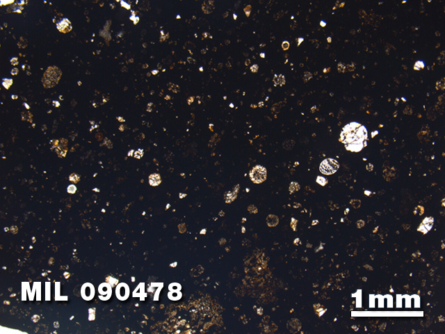 Thin Section Photo of Sample MIL 090478 in Plane-Polarized Light with 1.25X Magnification