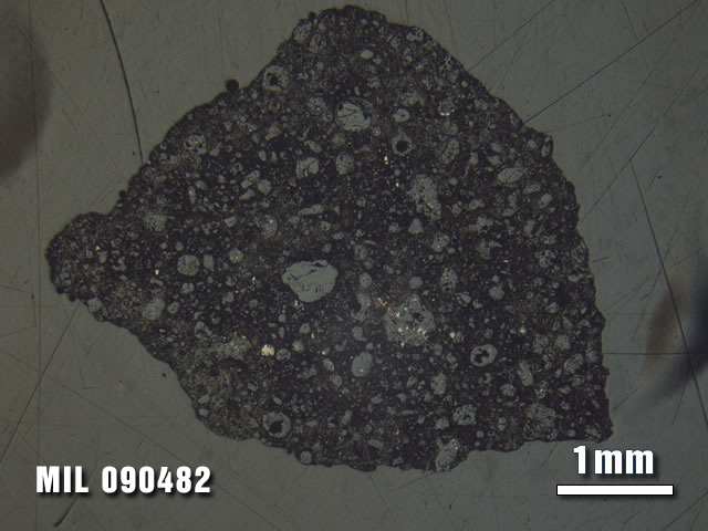 Thin Section Photo of Sample MIL 090482 at 1.25X Magnification in Reflected Light
