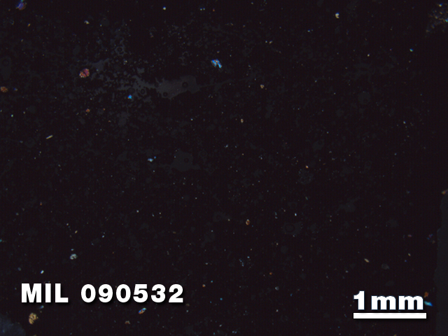 Thin Section Photo of Sample MIL 090532 in Cross-Polarized Light with 1.25X Magnification
