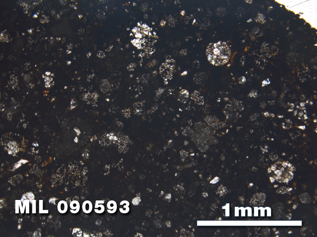 Thin Section Photo of Sample MIL 090593 in Plane-Polarized Light with 2.5X Magnification
