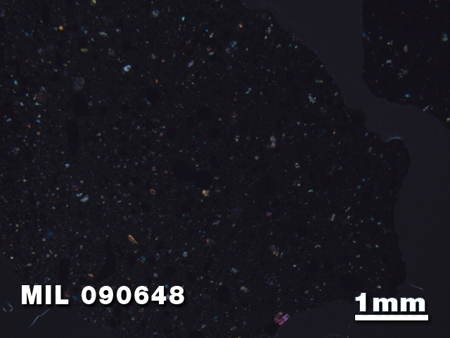 Thin Section Photo of Sample MIL 090648 in Cross-Polarized Light with 1.25X Magnification