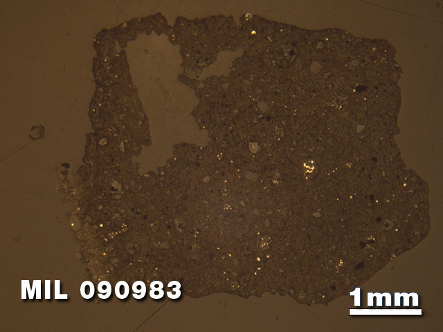 Thin Section Photo of Sample MIL 090983 in Reflected Light with 1.25X Magnification