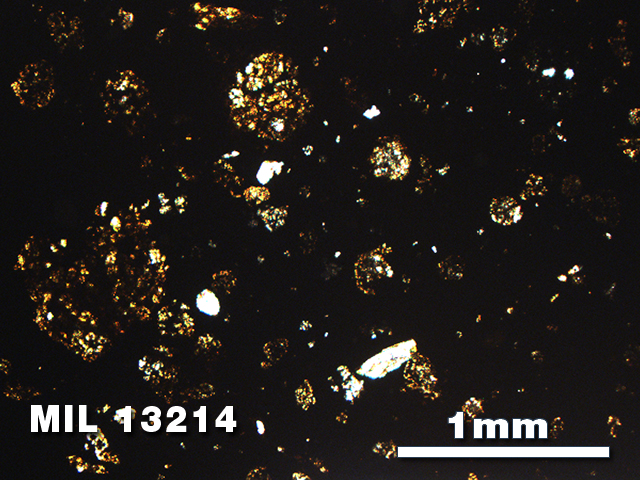 Thin Section Photo of Sample MIL 13214 in Plane-Polarized Light with 2.5X Magnification