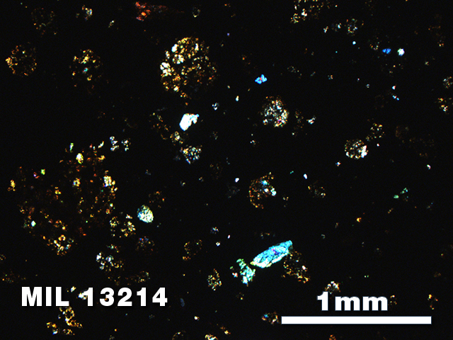 Thin Section Photo of Sample MIL 13214 in Cross-Polarized Light with 2.5X Magnification