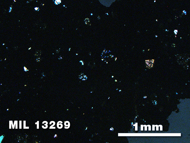Thin Section Photo of Sample MIL 13269 in Cross-Polarized Light with 2.5X Magnification