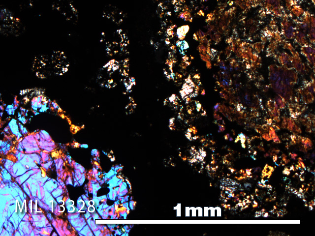Thin Section Photo of Sample MIL 13328 in Cross-Polarized Light with 5X Magnification