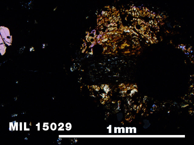 Thin Section Photo of Sample MIL 15029 in Cross-Polarized Light with 5X Magnification