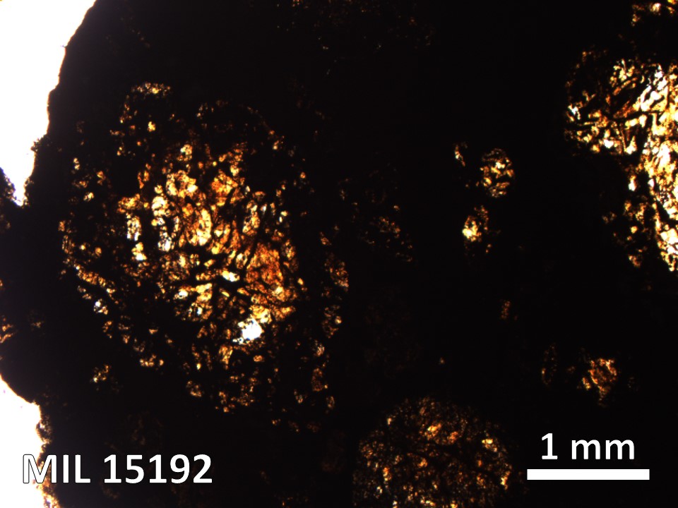 Thin Section Photo of Sample MIL 15192 in Plane-Polarized Light with 2.5X Magnification
