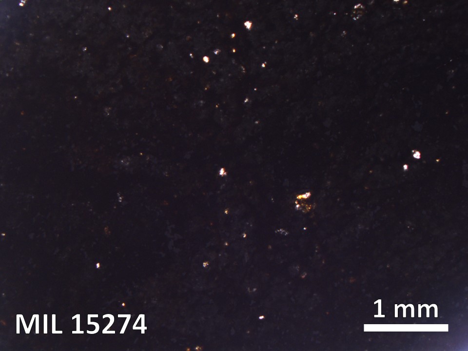 Thin Section Photo of Sample MIL 15274 in Plane-Polarized Light with 2.5X Magnification