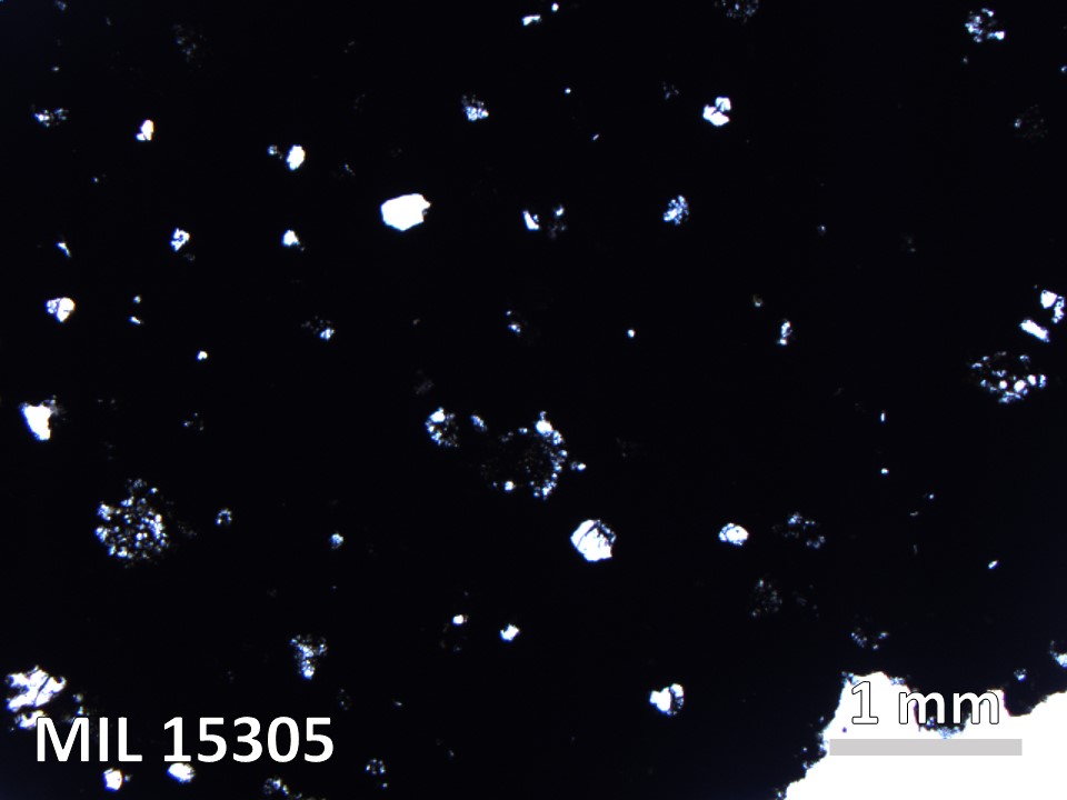 Thin Section Photo of Sample MIL 15305 in Plane-Polarized Light with 2.5X Magnification