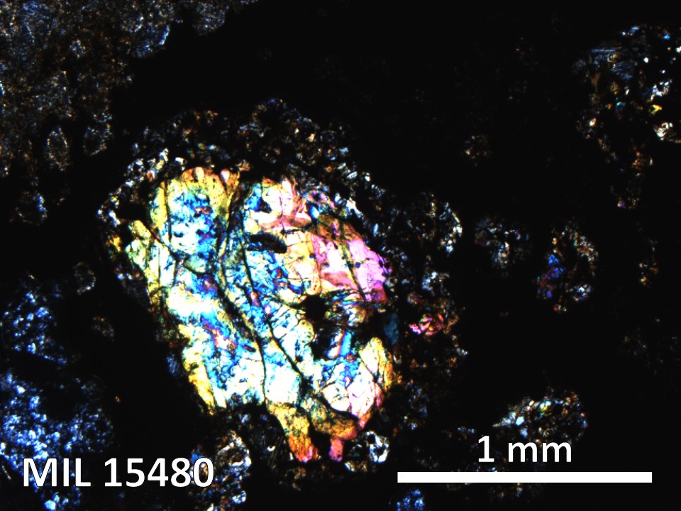 Thin Section Photo of Sample MIL 15480 in Cross-Polarized Light with 5X Magnification