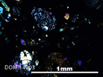 Thin Section Photo of Sample DOM 14003 in Cross-Polarized Light with 5X Magnification
