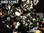 Thin Section Photo of Sample GRO 17063 in Cross-Polarized Light with 2.5X Magnification