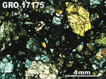 Thin Section Photo of Sample GRO 17175 in Cross-Polarized Light with 2.5X Magnification