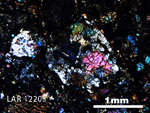 Thin Section Photo of Sample LAR 12203 in Cross-Polarized Light with 2.5X Magnification