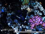 Thin Section Photo of Sample LAR 12203 in Cross-Polarized Light with 5X Magnification