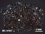 Thin Section Photo of Sample MIL 07621 at 1.25X Magnification in Cross-Polarized Light