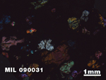Thin Section Photo of Sample MIL 090031 in Cross-Polarized Light with 1.25X Magnification