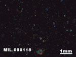 Thin Section Photo of Sample MIL 090118 in Cross-Polarized Light with 1.25X Magnification