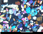 Thin Section Photo of Sample MIL 090136 in Cross-Polarized Light with 2.5x Magnification
