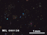 Thin Section Photo of Sample MIL 090138 in Cross-Polarized Light with 2.5X Magnification