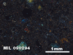 Thin Section Photo of Sample MIL 090294 in Cross-Polarized Light with 2.5X Magnification