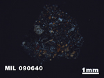 Thin Section Photo of Sample MIL 090640 in Cross-Polarized Light with 1.25X Magnification