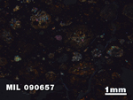 Thin Section Photo of Sample MIL 090657 in Cross-Polarized Light with 1.25X Magnification