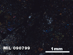 Thin Section Photo of Sample MIL 090799 in Cross-Polarized Light with 2.5X Magnification
